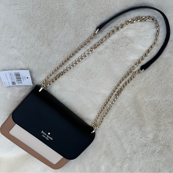 Kate Spade New York Remi Crossbody Black Tan and Cream with Chain K8519 NWT - Picture 2 of 16